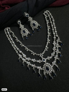 Conjunto de joyería nupcial de diamante americano clásico, collar y pendientes de dos piezas para boda, estilo clásico de moda - Product Image 2