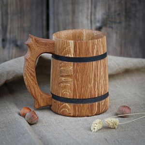 Jarra de Cerveza de Madera Grabada Tradicional, Hecha a Mano, Estilo Rústico, con Asa, para Cerveza, Miel, Café, Té, Estilo Vikingo, para el Hogar - Product Image 2