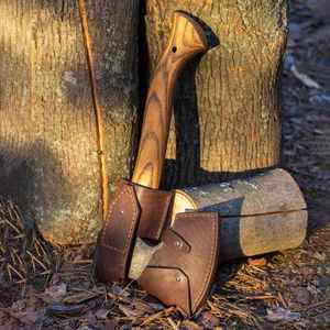 Hacha de Batalla Vikinga de Acero al Carbono Ragnar Forjada a Mano con Funda de Cuero, Hacha de Calidad Industrial - Product Image 5