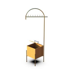 Perchero de Metal Contemporáneo con Caja de Almacenamiento, Perchero de Pie con Contenedor de Madera, Organizador para Entrada - Product Image 3