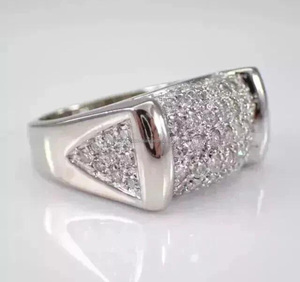 Men's 925 <b>Sterling</b> <b>Silver</b> Rhodium Plated Hip Hop Style Pave <b>Set</b> Round Brilliant Cut Moissanite Diamond Engagement Wedding <b>Ring</b> - Product Image 2
