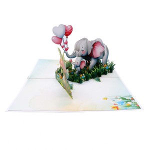 Tarjeta de Felicitación Artesanal 3D con Diseño de Familia de Elefantes y Flores, Superventas, Tendencia en Vietnam, Hanói - Product Image 4