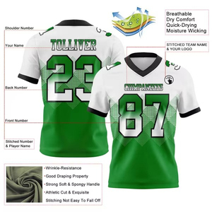 Camiseta de Fútbol Personalizada de Secado Rápido, Mezcla de Algodón y Poliéster, Cuello en V, Manga Corta, Unisex, para Adultos, con Impresión de Nombre y Número, Talla XXXL - Product Image 2