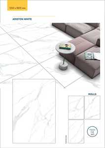 กระเบื้องปูพื้นพอร์ซเลนพรีเมียมหรูหราขนาด 1200x1800 มม. สีเทาอ่อนลายหิน ผิวเงา แบบวิทริฟายด์ สำหรับห้องนั่งเล่นในบ้านพักตากอากาศ โรงแรม - Product Image 3