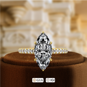1.5CT Lab Grown Diamond Bridal Ring, Solitaire Pave Diamond Ring,6-Prong Marquise Engagement Ring in 14k Solid Gold Promise Ring - Product Image 2