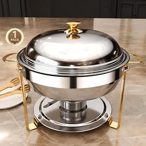 Calentador de Buffet Rectangular de Alta Calidad, Recipiente para Calentar Comida de Acero Inoxidable Chapado en Oro con Tapa para Catering, Hoteles, Restaurantes y Uso Doméstico - Product Image 3
