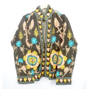 Veste Cotrise brodée à la main, col mandarin, design vintage, écologique, séchage rapide, respirante, doublure en coton, printemps automne - Product Image 1