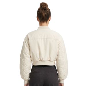 Drop Shoulder Winter Bomber <b>Jacket</b> 100% Polyester Solid Color Comfortable Windproof <b>Women</b> Crop Bomber <b>Jackets</b> - Product Image 2