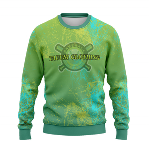 เสื้อสเวตเชิ้ตคอกลมลายกราฟิกเบสบอลสีเขียวสำหรับผู้ชาย พิมพ์ลายสาดสี โลโก้สั่งทำได้ เสื้อพูลโอเวอร์สำหรับฝึกซ้อมทีม เสื้อกันหนาวสำหรับฤดูหนาว ขายส่ง - Product Image 1