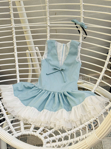 Robe de princesse mignonne à col licou brodée de fleurs pour filles, en gaze à sequins, écologique, pour usage quotidien et fêtes - Product Image 3