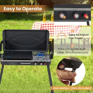 Fornello a Gas e Griglia 2-in-1 con Gambe Staccabili per Avventure all'Aperto - Product Image 6