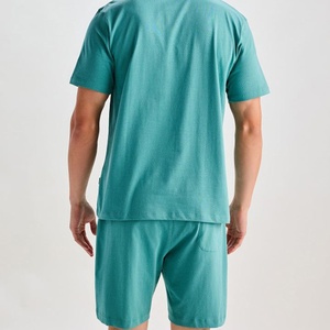 Conjunto de Camiseta y Pantalones Cortos de Algodón para Hombre, Venta al Por Mayor, Color Sólido, Verano, Dos Piezas, Ropa Deportiva Informal, Proveedor de Exportación a Granel - Product Image 3