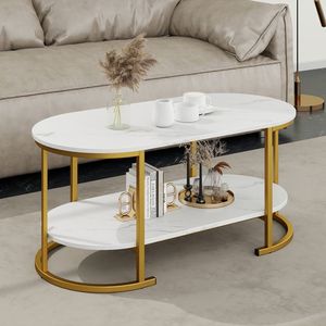 Tavolino da Caffè in Marmo con Design Elegante e Vano Portaoggetti - Product Image 3