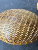 Ensemble de 5 plateaux et paniers en rotin tressé artisanal de 26-36 cm, écologiques, en bambou fumé, réutilisables pour la restauration et le service alimentaire