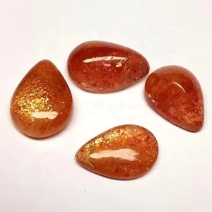 Cabochons en pierre de soleil naturelle 7x10mm, forme poire, dos plat, pierres semi-précieuses en vrac pour la fabrication de bagues, colliers et bijoux, au prix le plus bas - Product Image 1