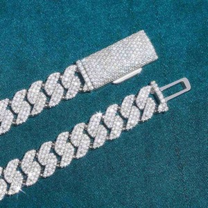 Wholesale Supply Luxury <b>Iced</b> <b>Out</b> Moissanite Cuban <b>Chain</b> Necklace Diamond Style Hip Hop Jewelry For Men Women Accessory For Sale - Product Image 3