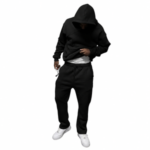 Ropa Urbana Moderna para Hombre, Sudadera con Capucha Negra y Pantalones Deportivos, Conjunto Deportivo de Algodón de Secado Rápido, Fabricante Mayorista - Product Image 6