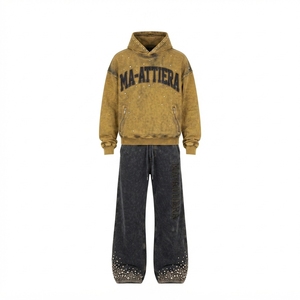 Conjunto Deportivo Personalizado para Hombre, Sudadera con Capucha y Pantalones Jogger en Dos Tonos Marrón y Negro, Felpa de Algodón, Ropa Deportiva Urbana, Venta al Por Mayor OEM - Product Image 3