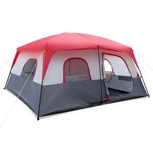 Tenda 430*430*210cm in Tessuto Poliestere Rosso e Bianco con Pali in Fibra di Vetro, Capacità 14 Persone per Campeggio all'Aperto - Product Image 5