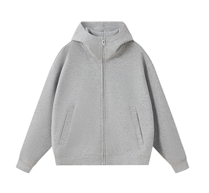 Sudadera con capucha de cuello alto y cremallera para hombre, talla grande, 100% algodón polar, gruesa, holgada, para invierno - Product Image 1