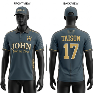 Men <b>Bowling</b> Jersey Premium Polyester Pique 160 GSM Breathable Purple Gold Panel Design Custom Sublimation Printed Logo Shirt - Product Image 2