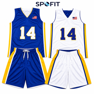 ชุดบาสเก็ตบอล SPOFIT พร้อมส่ง ผลิตจากโพลีเอสเตอร์ 100% ระบายอากาศได้ดี ชุดฝึกซ้อมแบบซับลิเมชั่น สำหรับผู้ชายและผู้ใหญ่ - Product Image 1