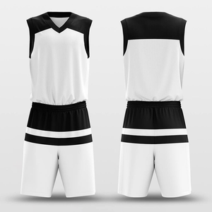 Uniformes de basket-ball sublimés personnalisés, sans manches, col en V, 100% polyester, respirant, unisexe, vêtements d'équipe pour adultes, blanc, noir, 02 - Product Image 4
