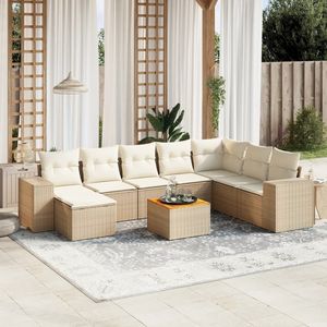 Grand ensemble de canapés de jardin modulaires en rotin PE beige, meubles de jardin modulaires confortables - Product Image 1
