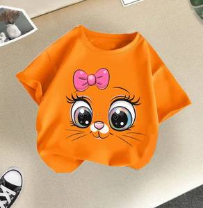 Camiseta de Verano para Niños y Niñas, Manga Corta, Cuello Redondo, 100% Algodón, Informal, Tejida, Prendas Económicas - Product Image 2