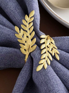Leaf Shape Napkin <b>Rings</b> Brass Classic Wedding Table Decor 5cm Width Durable - Product Image 3