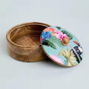 Boîte à chapati en bois émaillée imprimée, faite à la main, pour la conservation des rotis - Product Image 6