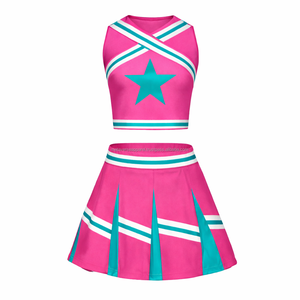 Conjunto de Uniforme de Animadoras para Práctica y Entrenamiento, Top de Manga Corta, Falda con Shorts Integrados, Uniforme de Animadoras de Secado Rápido - Product Image 5