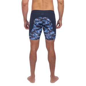 Shorts de compression pour hommes 100% polyester, personnalisables, noirs et bleus, respirants, à séchage rapide, pour la gym et l'entraînement - Product Image 3
