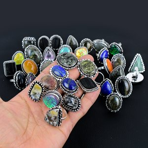 Wholesale Beautiful Gemstone Rings Lot's Handmade Jewelry rings Lot Size 5-11 for Women Customizable Christians - Product Image 2