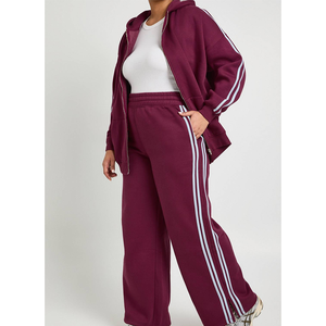 Ensemble de jogging grande taille L-XXL pour femme, avec logo brodé, manches longues, taille haute et bande latérale en coton – Nouvelle collection à succès - Product Image 2