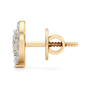 Pendientes Clásicos de Oro Amarillo con Diamantes, Corte Brillante Redondo, Joyería de Boda para Mujer - Product Image 3