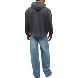 Sweat à capuche graphique pour homme en molleton de coton délavé, coupe décontractée, style streetwear, avec motif avant, pour la fabrication OEM et les marques privées - Product Image 2