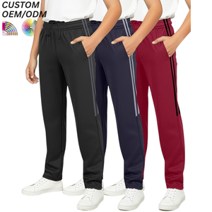 Pantalon pour enfants en molleton épais tricoté 100% coton, élastique, longueur intégrale, style décontracté chic, ODM, pour garçons et filles de 4 à 14 ans, automne/hiver - Product Image 1