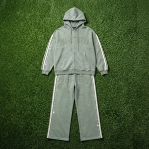 Custom <b>Acid</b> <b>Wash</b> Zip Up Hoodie and Wide Leg Sweatpants Set Oversized Streetwear Tracksuit - Product Image 6