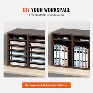 Organizzatore per Documenti in Legno Regolabile a 12 Scomparti, 20.4x12x16.1 Pollici, per Uso su Scrivania d'Ufficio - Product Image 5