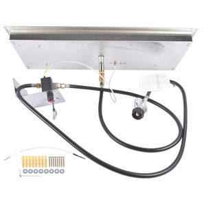 Kit Bruciatore per Braciere in Acciaio Inox 30x10 Pollici, Rettangolare per Interni/Esterni - Product Image 1