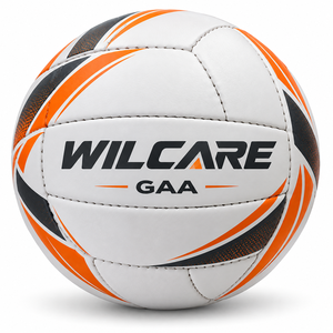Balón de Fútbol GAA Wilcare Blanco, Naranja y Negro Cosido, Equipo de Entrenamiento Deportivo - Product Image 1