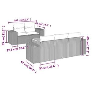 Conjunto de Sofá Modular de Jardín en Ratán Sintético Gris, Capacidad para 6 Personas - Product Image 3
