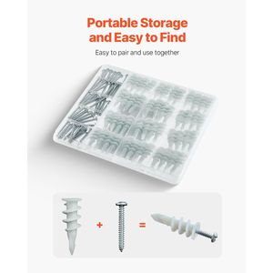 Kit di 100 Pezzi di Tasselli Autoperforanti per Cartongesso, Viti Senza Foratura, Ancoraggi per Cartongesso Senza Nylon - Product Image 6