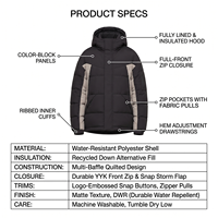 Veste matelassée à capuche pour homme, coupe-vent, épaisse, en polyester, avec blocs de couleur, fermeture éclair, coupe droite, pour l'hiver