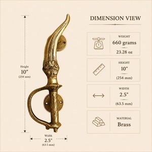 SHUBHAM Tirador de Puerta Decorativo de Latón Tallado Vintage, Perilla para Muebles, Ideal para Inauguración de Casa, Herraje para Puertas de Armarios y Gabinetes Exteriores - Product Image 6