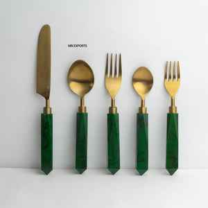 Ensemble cuillère et fourchette à salade en résine artisanale de luxe, design moderne, écologique, passe au lave-vaisselle, pour fêtes, maison et jardin - Product Image 2