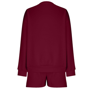 Nuevo Conjunto de Sudadera y Pantalones Cortos de Dos Piezas para Mujer, 100% Algodón, Sólido, Ecológico, Transpirable, Personalizable, Cómodo - Product Image 5