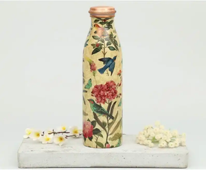 Bouteille d'eau en cuivre imprimée marbre avec couvercle anti-fuite, gourde réutilisable pour l'école, le bureau, la salle de sport et les activités de plein air - Product Image 4