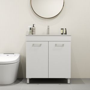 Mobile bagno a doppia anta da 32 pollici con cerniere soft-close, ripiano regolabile e lavabo integrato, montaggio a pavimento per una massima praticità - Product Image 1